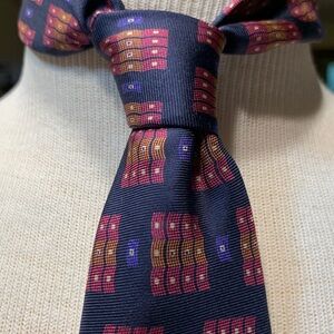 KRIZIA UOMO ITALY 80’s ABSTRACT GEOMETRIC MODERNIST PRINT PURE SILK NECKTIE